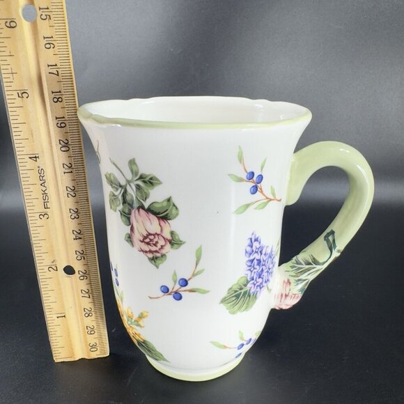 Princess House Garden Floral Ceramic Mugs Cups 12 Oz Ceramic Mug Cup Set 2 - Picture 5 of 16